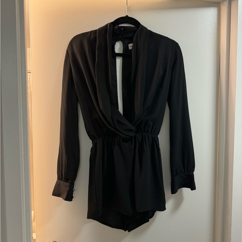 Kaycie Drape Neck Romper in Black
